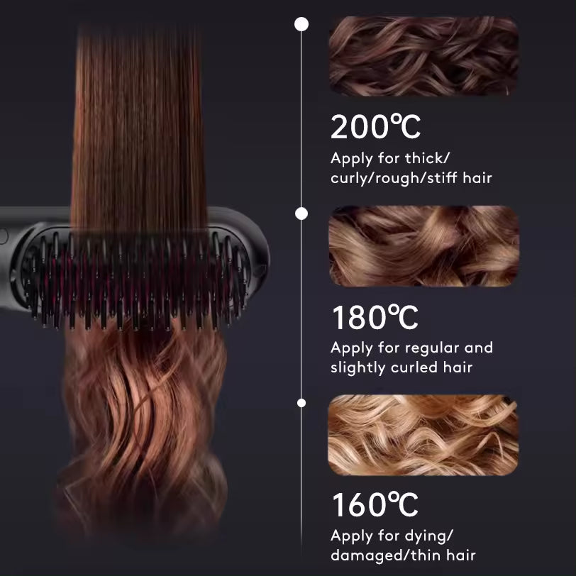 2-in-1 Straight Hair Comb Wireless Hair Straightener