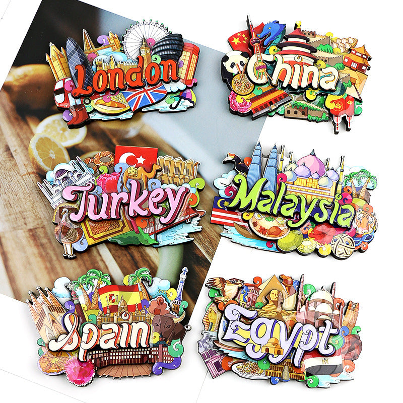 Wooden Fridge Magnets World Landmarks