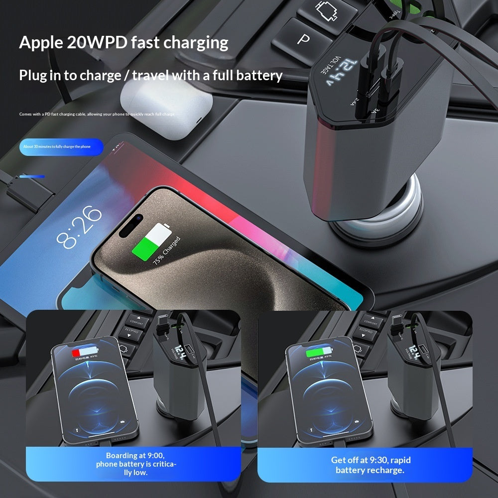 4-In-1 Retractable Car Charger