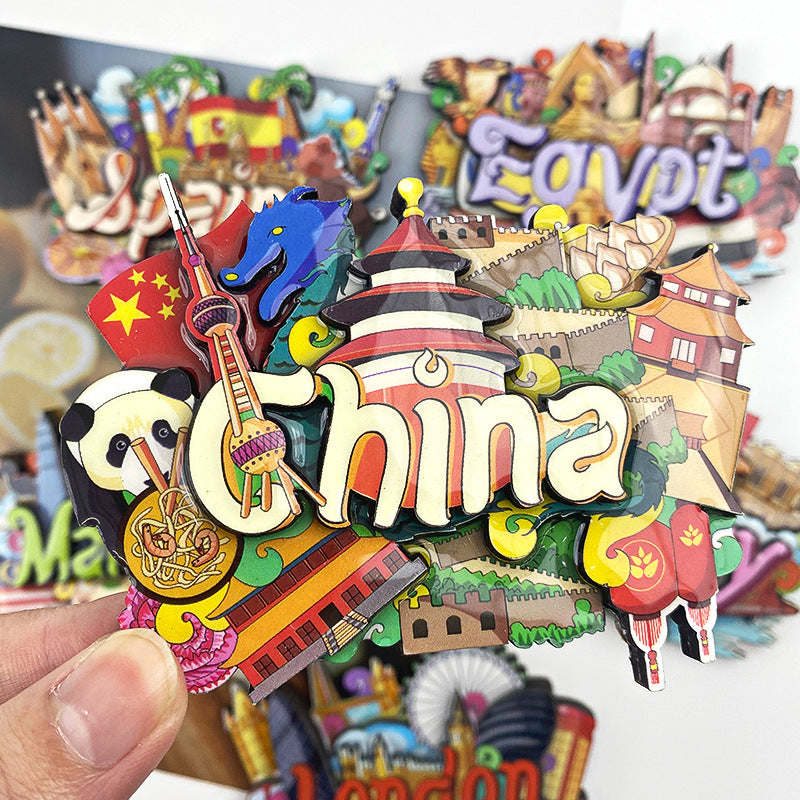 Wooden Fridge Magnets World Landmarks