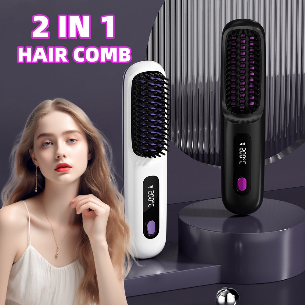 2-in-1 Straight Hair Comb Wireless Hair Straightener