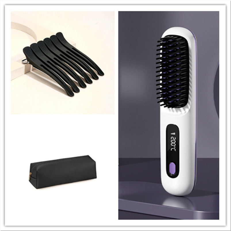 2-in-1 Straight Hair Comb Wireless Hair Straightener