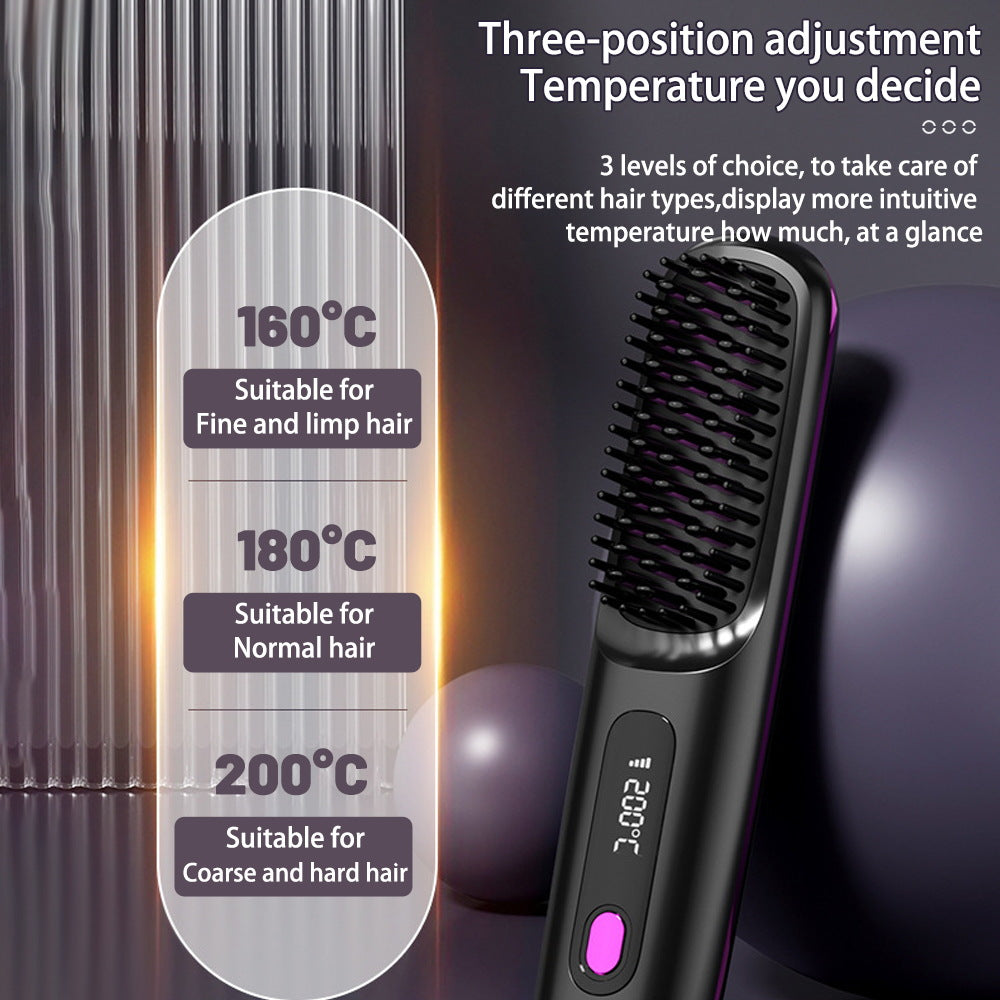 2-in-1 Straight Hair Comb Wireless Hair Straightener