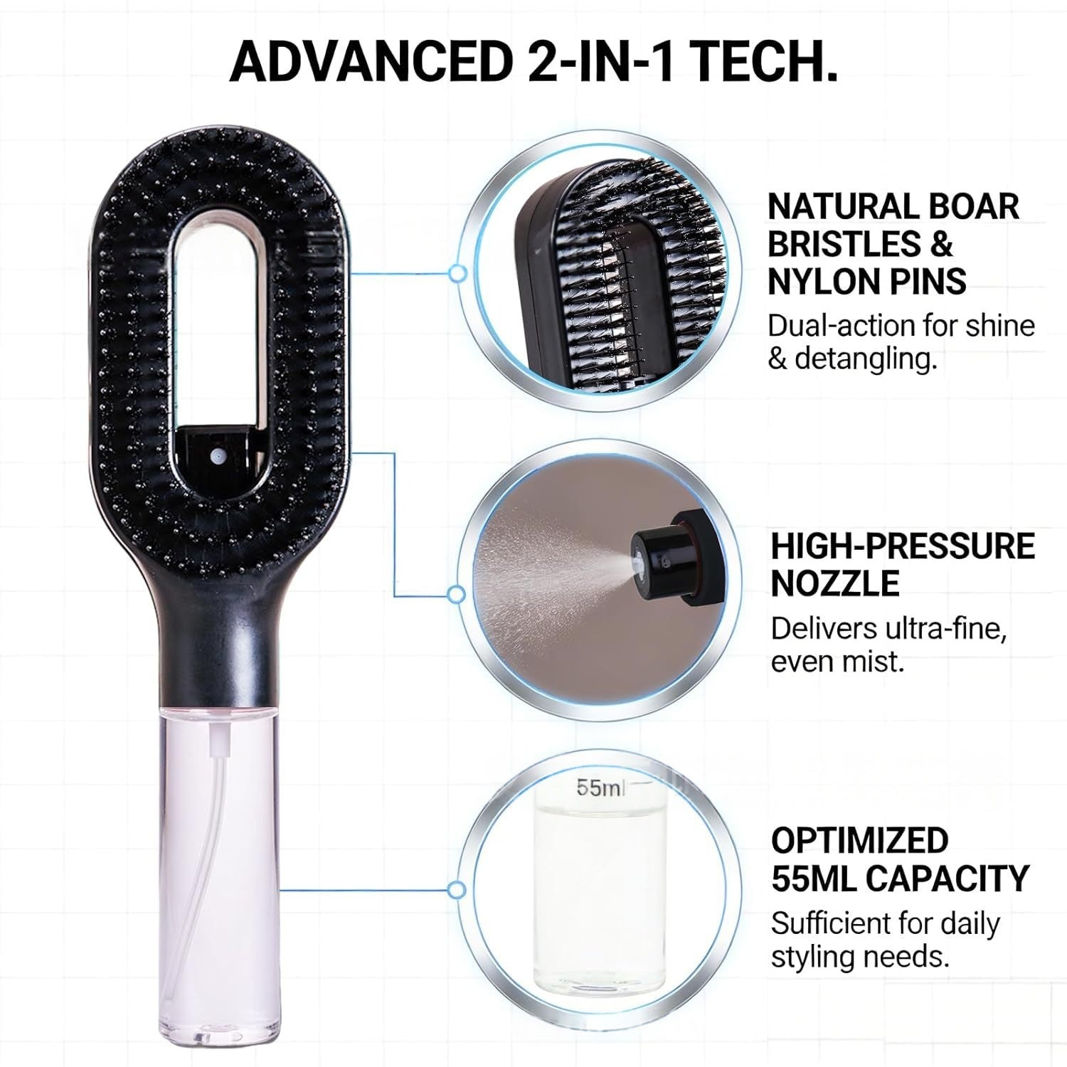 2-in-1 Sprayer Comb Detangling Hairbrush